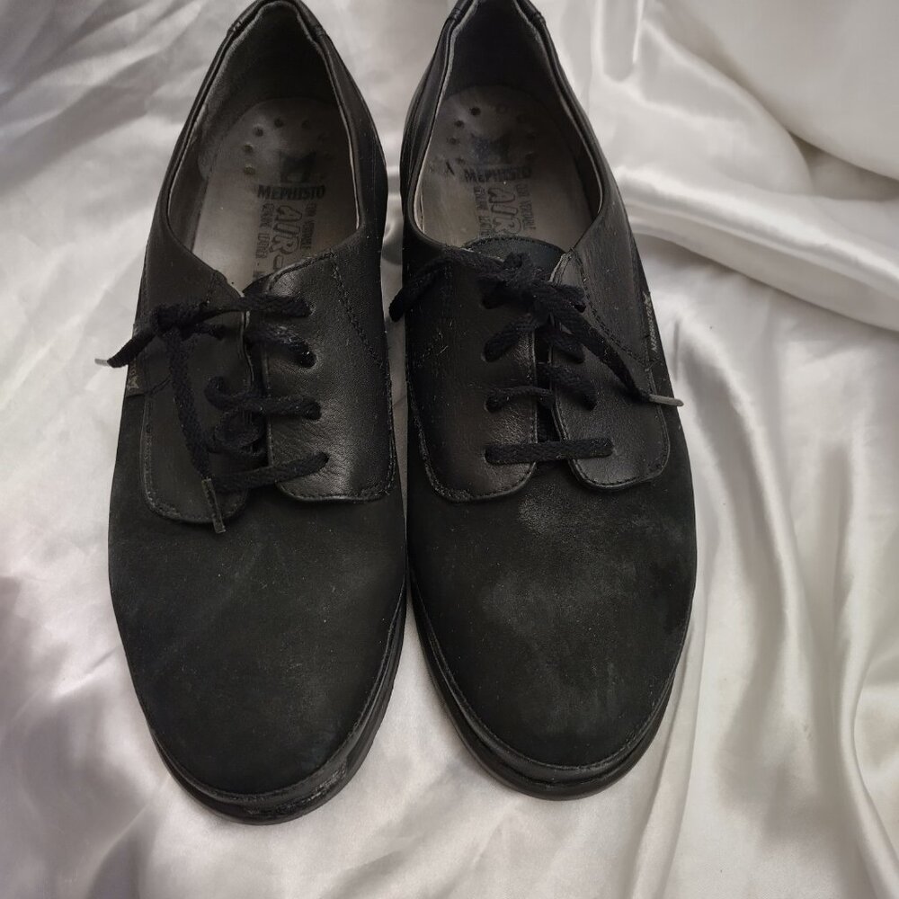 FRENCH Mephisto Chic! Shoes women Size 8 1/2 Black Leather & Suede WALKING SHOES